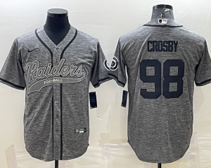 Nike Raiders 98 Maxx Crosby Grey With Patch Vapor Baseball Limited Men Jersey