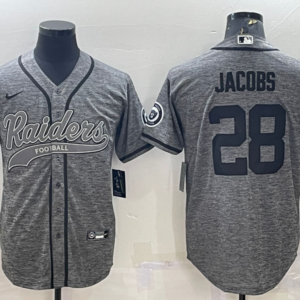 Nike Raiders 28 Josh Jacobs Grey Vapor Baseball Logo Limited Men Jersey