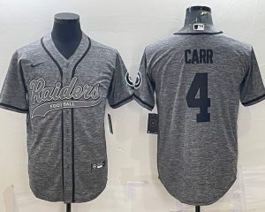 Nike Raiders 4 Derek Carr Grey With Patch Vapor Baseball Logo Limited Men Jersey