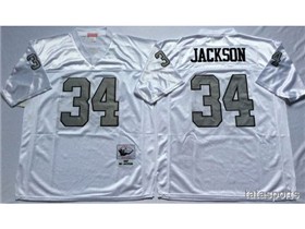 Raiders 34 Jackson White Throwback Men Jersey