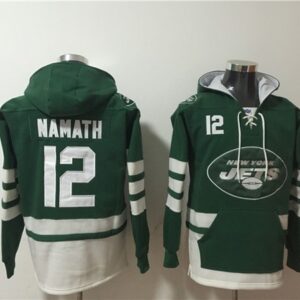 Jets 12 Joe Namath Green Ageless Must-Have Lace-Up Pullover Hoodie
