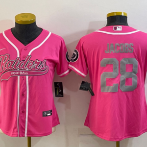 Nike Raiders 28 Josh Jacobs Pink Vapor Baseball Limited Women Jersey