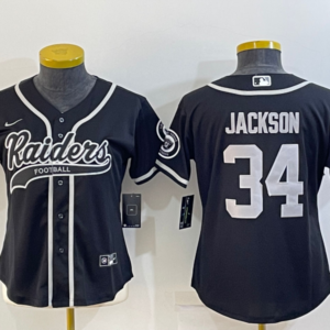 Nike Raiders 34 Bo Jackson Black Vapor Baseball Limited Women Jersey