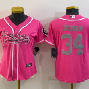 Nike Raiders 34 Bo Jackson Pink Vapor Baseball Limited Women Jersey