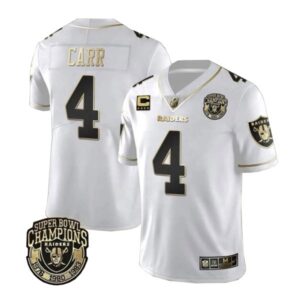 Nike Raiders 4 Derek Carr White Gold With C Patch Vapor Limited Men Jersey