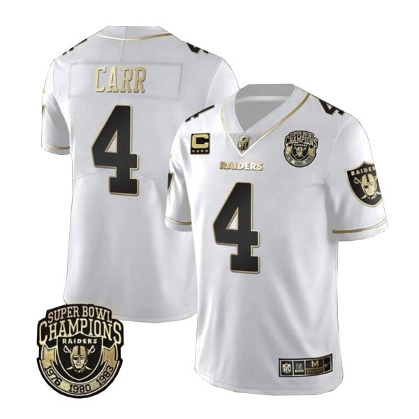 Nike Raiders 4 Derek Carr White Gold With C Patch Vapor Limited Men Jersey