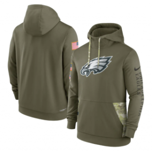 Philadelphia Eagles 2022 Olive Salute to Service Therma Performance Pullover Hoodie