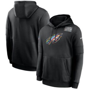 Philadelphia Eagles 2020 Black Crucial Catch Sideline Performance Pullover  Hoodie
