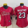 Nike 49ers 23 Christian McCaffrey Red Vapor Baseball Limited Women Jersey