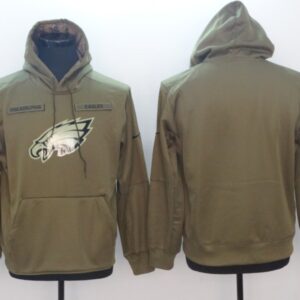 Philadelphia Eagles 2018 Salute to Service  Sideline Therma Performance Pullover Hoodie Olive