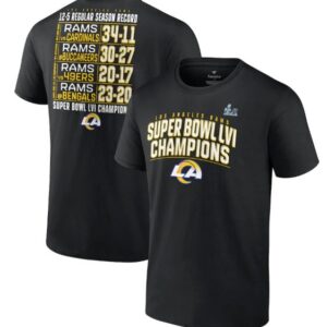 Rams 2022 Black Super Bowl LVI Champions Schedule T-Shirt