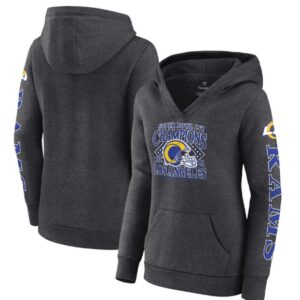 Rams 2022 Heathered Charcoal Super Bowl LVI Champions Retro Pullover Women Hoodie(Run Small)