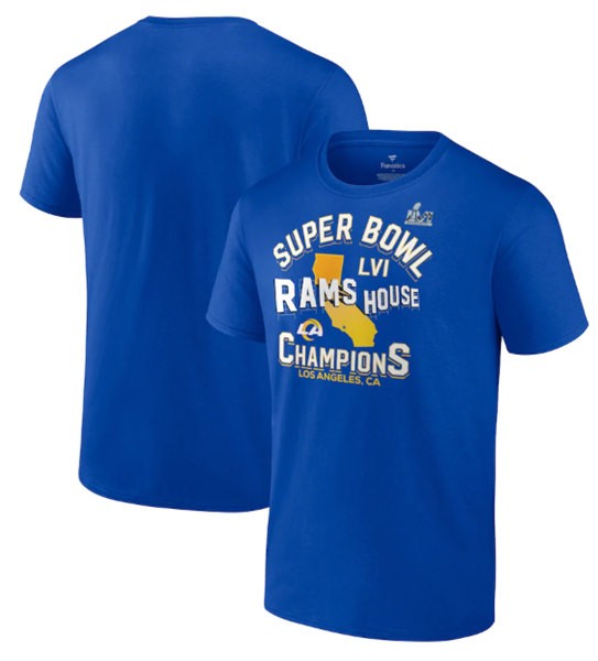 Rams 2022 Royal Super Bowl LVI Champions Hometown Hard Count T-Shirt