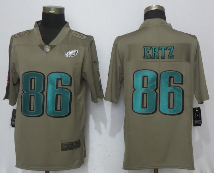 Nike Eagles 86 Zach Ertz Olive Salute To Service Limited Men Jersey