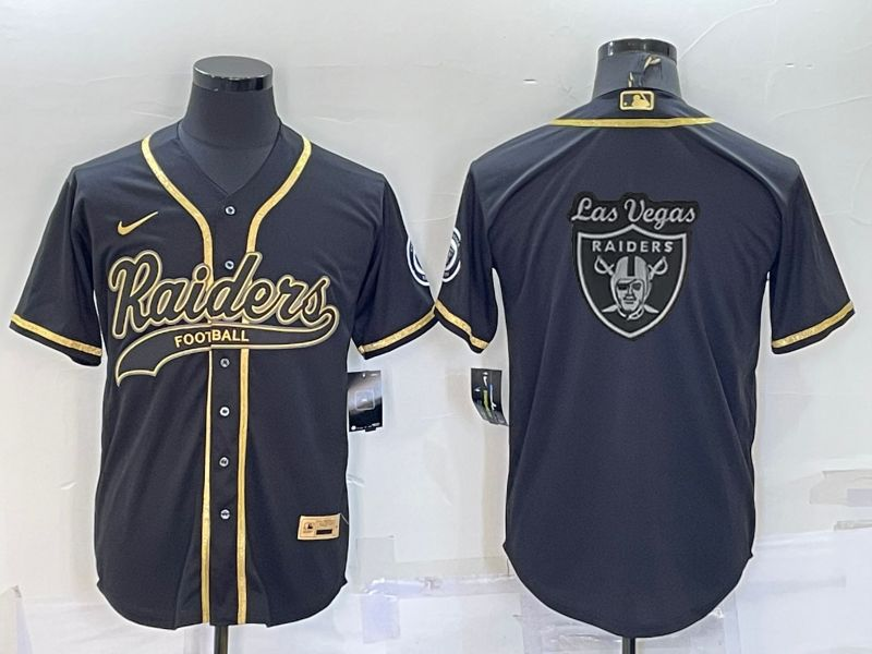 Nike Raiders Blank Black Gold Vapor Baseball Logo Limited Men Jersey