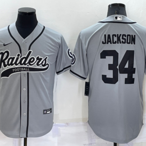Nike Raiders 34 Bo Jackson Grey Vapor Baseball Limited Men Jersey