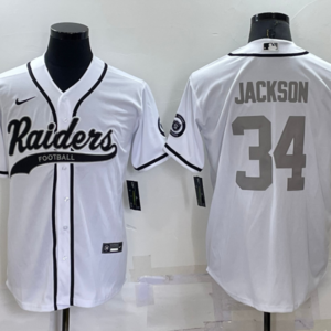 Nike Raiders 34 Bo Jackson White Grey Vapor Baseball Limited Men Jersey