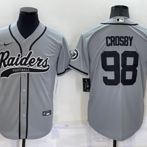Nike Raiders 98 Maxx Crosby Grey Vapor Baseball Limited Men Jersey