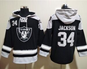 Raiders 34 Bo Jackson Black Ageless Must-Have Lace-Up Pullover Hoodie