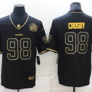 Nike Raiders 98 Maxx Crosby Black Gold 60th Anniversary  Vapor Limited  Men Jersey