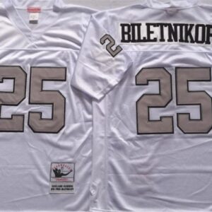 Raiders 25 Fred Biletnikoff White Throwback Men Jersey