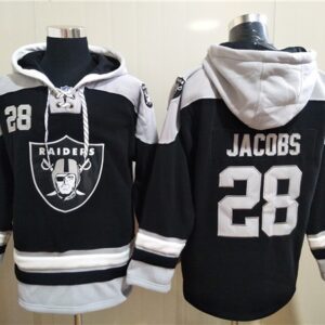 Raiders 28 Josh Jacobs Ageless Must-Have Lace-Up Pullover Hoodie Sweatshirt