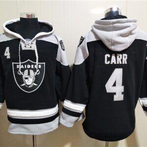 Raiders 4 Derek Carr Ageless Must-Have Lace-Up Pullover Hoodie Sweatshirt