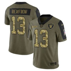 Nike Raiders 13 Hunter Renfrow 2021 Olive Camo Salute To Service Limited Men Jersey