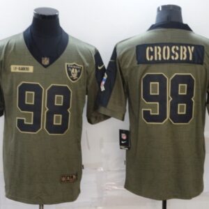 Nike Raiders 98 Maxx Crosby 2021 Olive Salute To Service Limited Men Jersey