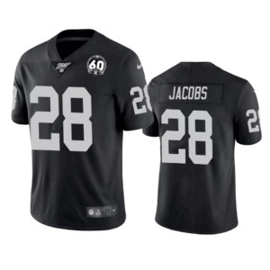 Nike Raiders 28 Josh Jacobs Black 100th & 60 Anniversary Vapor Limited Men Jersey