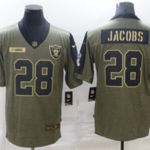 Nike Las Vegas Raiders 28 Josh Jacobs 2021 Olive Salute To Service Limited Men Jersey