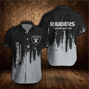 Las Vegas Raiders Summer Casual Slim Button-Down Short Sleeve Shirt