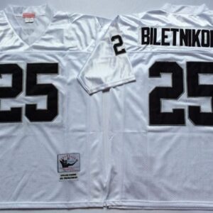 Raiders 25 Fred Biletnikoff White M&N Throwback Men Jersey