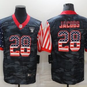Nike Raiders 28 Josh Jacobs 2020 Camo USA Flag Limited Men Jersey