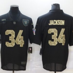 Nike Raiders 34 Bo Jackson 2020 Black Camo Salute To Service Limited Men Jersey