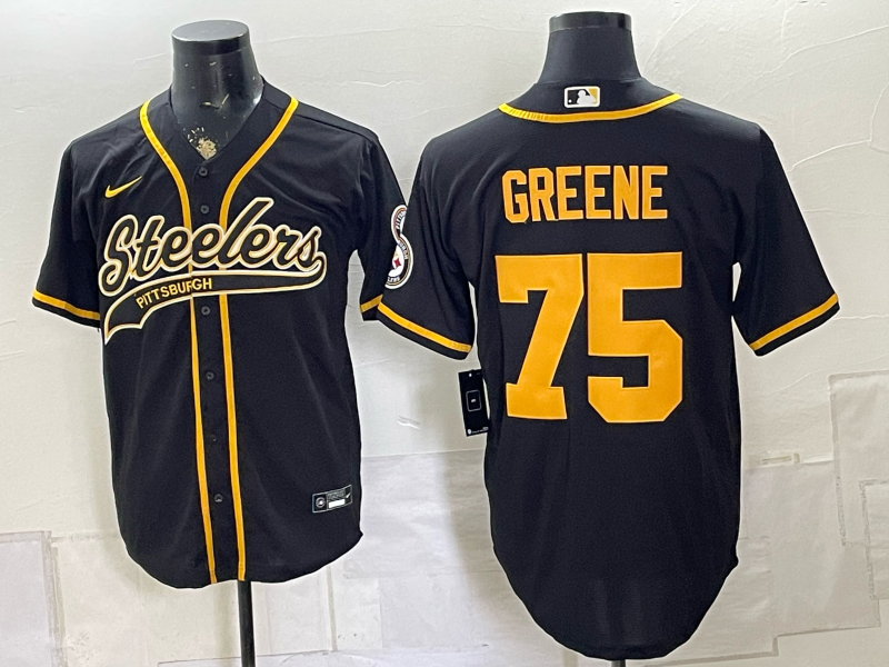 Pittsburgh Steelers 75 Greene Black Baseball Vapor Limited Men Jersey