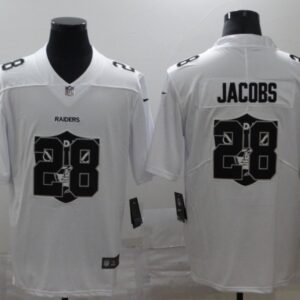 Nike Raiders 28 Josh Jacobs White Shadow Logo Limited Men Jersey