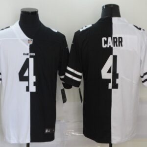Nike Raiders 4 Derek Carr  Black And White Split Vapor Limited Men Jersey