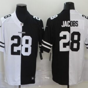 Nike Raiders 28 Josh Jacobs Black And White Split Vapor Limited Men Jersey