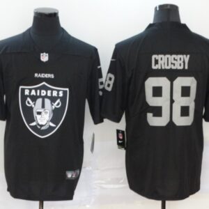 Nike Raiders 98 Maxx Crosby Black Big Team Logo Vapor Limited Men Jersey