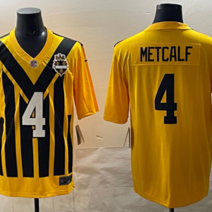 Steelers 4 Metcalf Yellow Throwback Men Jersey
