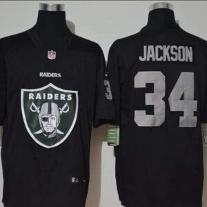 Nike Raiders 34 Bo Jackson Black Big Team Logo Vapor Limited Men Jersey