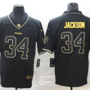 Nike Raiders 34 Bo Jackson Black Gold Vapor Limited Men Jersey