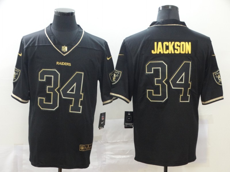 Nike Raiders 34 Bo Jackson Black Gold Vapor Limited Men Jersey