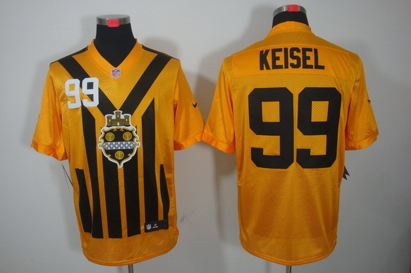 Steelers 99 Brett Keisel Yellow Throwback Men Jersey
