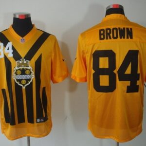 Steelers 84 Brown Yellow Throwback Men Jersey