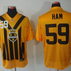 Steelers 59 Ham Yellow Throwback Men Jersey