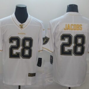 Nike Raiders 28 Josh Jacobs White Gold Vapor Untouchable Limited Men Jersey