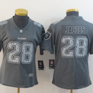 Nike Raiders 28 Josh Jacobs Gray Camo Vapor Untouchable Limited Women Jersey