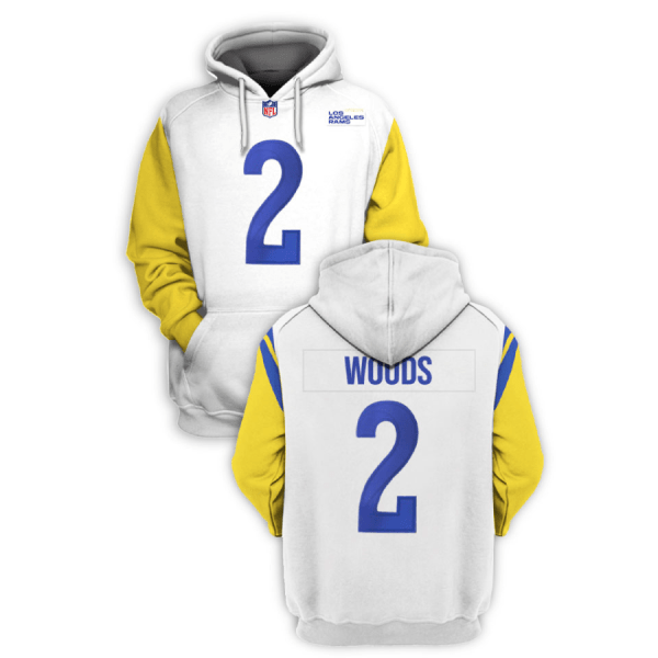 Rams 2 Robert Woods White 2021 Stitched New Hoodie